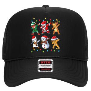 Dabbing Santa Elf Friends Christmas Xmas Dab High Crown Mesh Back Trucker Hat