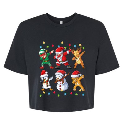 Dabbing Santa Elf Friends Christmas Xmas Dab Bella+Canvas Jersey Crop Tee