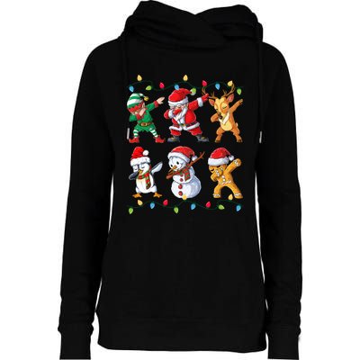 Dabbing Santa Elf Friends Christmas Xmas Dab Womens Funnel Neck Pullover Hood