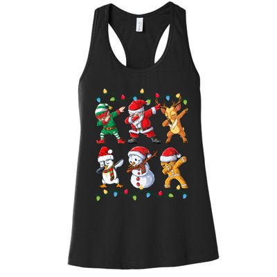 Dabbing Santa Elf Friends Christmas Xmas Dab Women's Racerback Tank