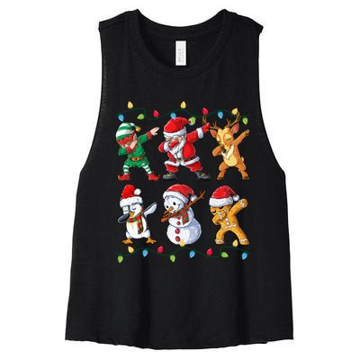 Dabbing Santa Elf Friends Christmas Xmas Dab Women's Racerback Cropped Tank