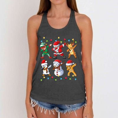 Dabbing Santa Elf Friends Christmas Xmas Dab Women's Knotted Racerback Tank