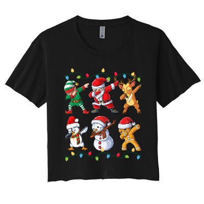 Dabbing Santa Elf Friends Christmas Xmas Dab Women's Crop Top Tee