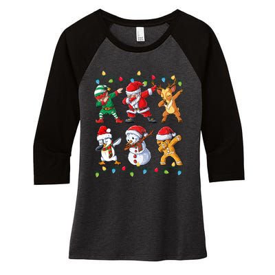 Dabbing Santa Elf Friends Christmas Xmas Dab Women's Tri-Blend 3/4-Sleeve Raglan Shirt