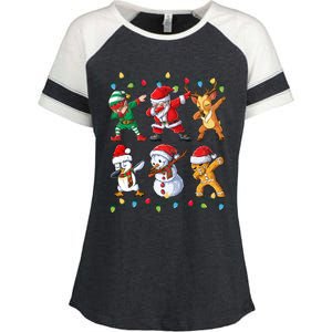 Dabbing Santa Elf Friends Christmas Xmas Dab Enza Ladies Jersey Colorblock Tee