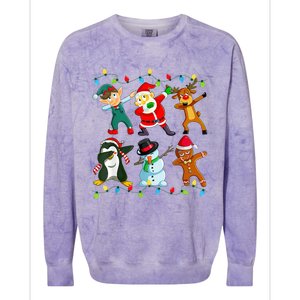 Dabbing Santa Elf Friends Christmas Xmas Dab  Colorblast Crewneck Sweatshirt