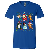 Dabbing Santa Elf Friends Christmas Xmas Dab  V-Neck T-Shirt