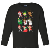 Dabbing Santa Elf Friends Christmas Toddler Long Sleeve Shirt