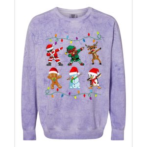 Dabbing Santa Elf Friends Christmas Colorblast Crewneck Sweatshirt