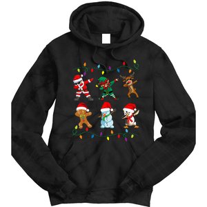 Dabbing Santa Elf Friends Christmas Tie Dye Hoodie