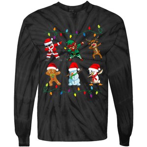 Dabbing Santa Elf Friends Christmas Tie-Dye Long Sleeve Shirt