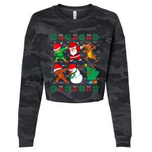 Dabbing Santa Elf Friends Ugly Xmas Sweater Boy Girl Cropped Pullover Crew