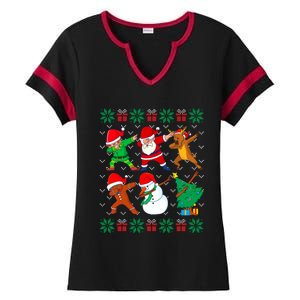 Dabbing Santa Elf Friends Ugly Xmas Sweater Boy Girl Ladies Halftime Notch Neck Tee