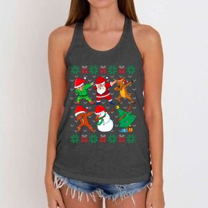 Dabbing Santa Elf Friends Ugly Xmas Sweater Boy Girl Women's Knotted Racerback Tank