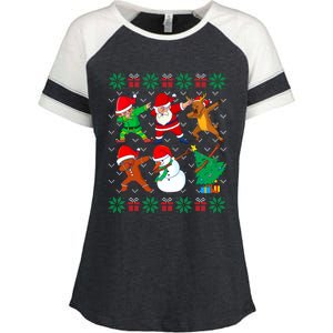 Dabbing Santa Elf Friends Ugly Xmas Sweater Boy Girl Enza Ladies Jersey Colorblock Tee