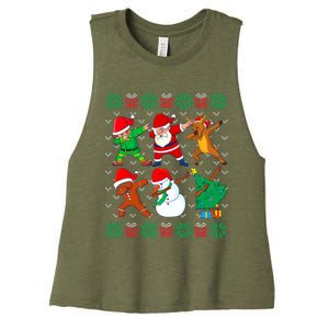 Dabbing Santa Elf Friends Ugly Xmas Sweater Boy Girl Women's Racerback Cropped Tank