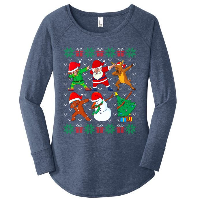 Dabbing Santa Elf Friends Ugly Xmas Sweater Boy Girl Women's Perfect Tri Tunic Long Sleeve Shirt