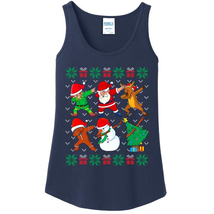 Dabbing Santa Elf Friends Ugly Xmas Sweater Boy Girl Ladies Essential Tank