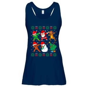 Dabbing Santa Elf Friends Ugly Xmas Sweater Boy Girl Ladies Essential Flowy Tank