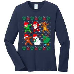 Dabbing Santa Elf Friends Ugly Xmas Sweater Boy Girl Ladies Long Sleeve Shirt