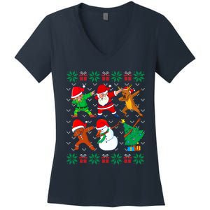 Dabbing Santa Elf Friends Ugly Xmas Sweater Boy Girl Women's V-Neck T-Shirt