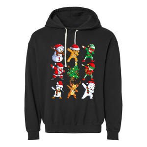 Dabbing Santa Elf Friends Christmas Xmas Dab Garment-Dyed Fleece Hoodie