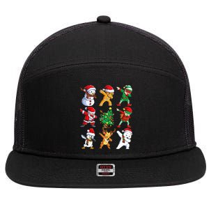 Dabbing Santa Elf Friends Christmas Xmas Dab 7 Panel Mesh Trucker Snapback Hat