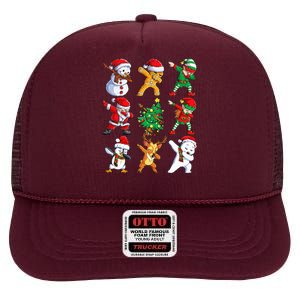 Dabbing Santa Elf Friends Christmas Xmas Dab High Crown Mesh Back Trucker Hat