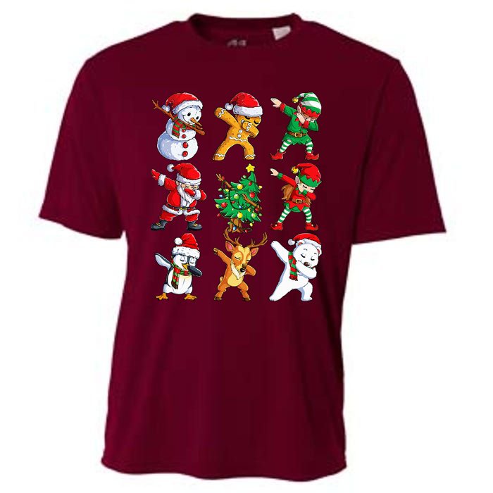 Dabbing Santa Elf Friends Christmas Xmas Dab Cooling Performance Crew T-Shirt