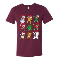 Dabbing Santa Elf Friends Christmas Xmas Dab V-Neck T-Shirt