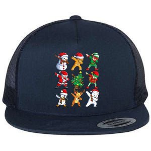 Dabbing Santa Elf Friends Christmas Xmas Dab Flat Bill Trucker Hat