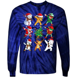 Dabbing Santa Elf Friends Christmas Xmas Dab Tie-Dye Long Sleeve Shirt