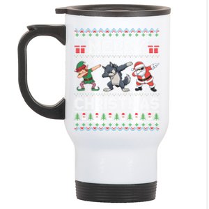 Dabbing Santa Elf Wolf Merry Christmas Funny Gift Stainless Steel Travel Mug