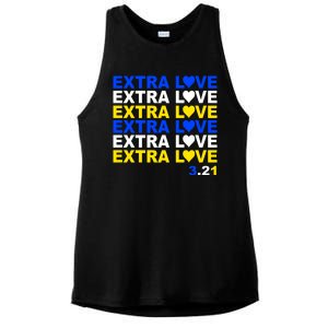 Down Syndrome Extra Love March 21st Ladies PosiCharge Tri-Blend Wicking Tank