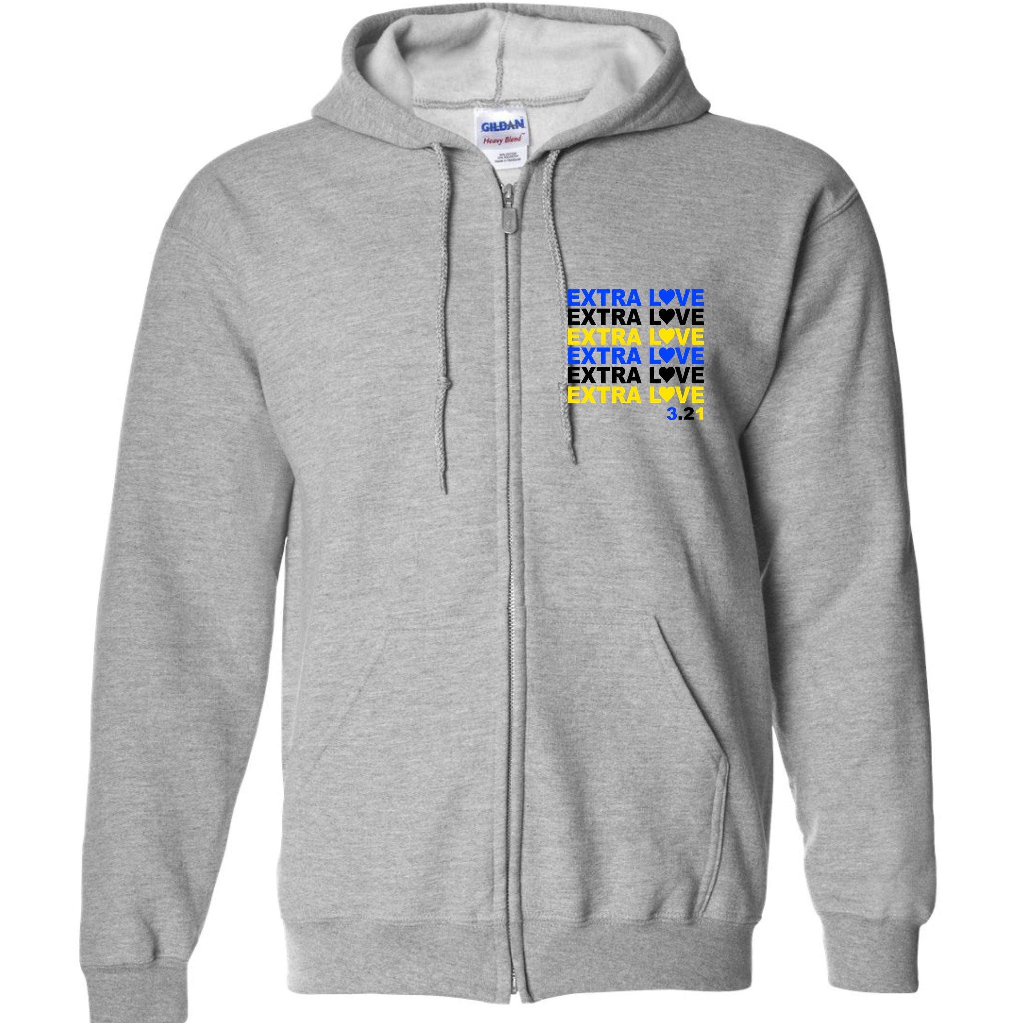 Down Syndrome Extra Love March 21st Full Zip Hoodie