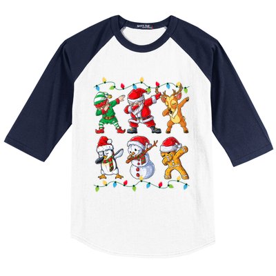 Dabbing Santa Elf Friends Christmas Xmas Dab Baseball Sleeve Shirt