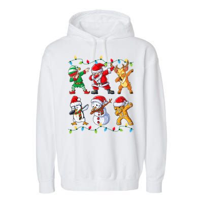 Dabbing Santa Elf Friends Christmas Xmas Dab Garment-Dyed Fleece Hoodie