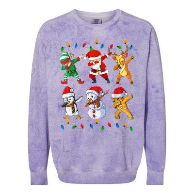 Dabbing Santa Elf Friends Christmas Funny Xmas Dab Colorblast Crewneck Sweatshirt