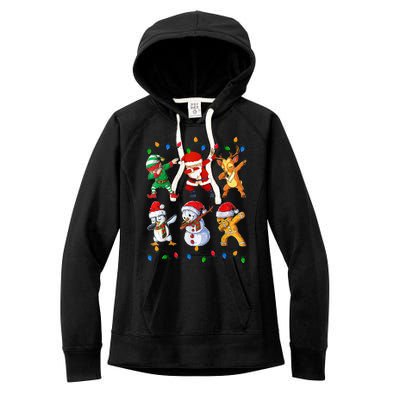 Dabbing Santa Elf Friends Christmas Funny Xmas Dab Women's Fleece Hoodie