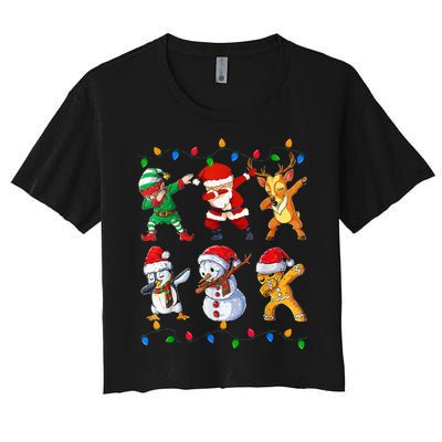 Dabbing Santa Elf Friends Christmas Funny Xmas Dab Women's Crop Top Tee