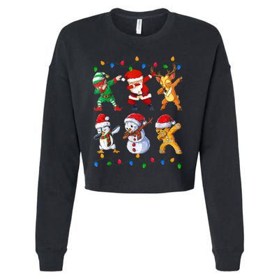 Dabbing Santa Elf Friends Christmas Funny Xmas Dab Cropped Pullover Crew