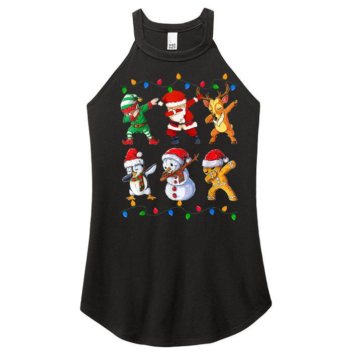 Dabbing Santa Elf Friends Christmas Funny Xmas Dab Women's Perfect Tri Rocker Tank