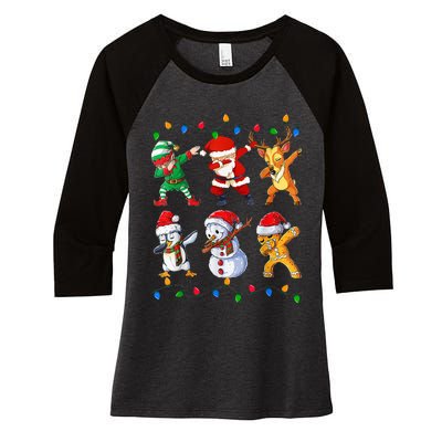 Dabbing Santa Elf Friends Christmas Funny Xmas Dab Women's Tri-Blend 3/4-Sleeve Raglan Shirt