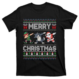 Dabbing Santa Elf Wolf Merry Christmas Xmas T-Shirt