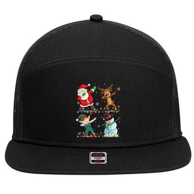 Dabbing Santa Elf Friends Christmas Funny Xmas Dab Funny Gift 7 Panel Mesh Trucker Snapback Hat