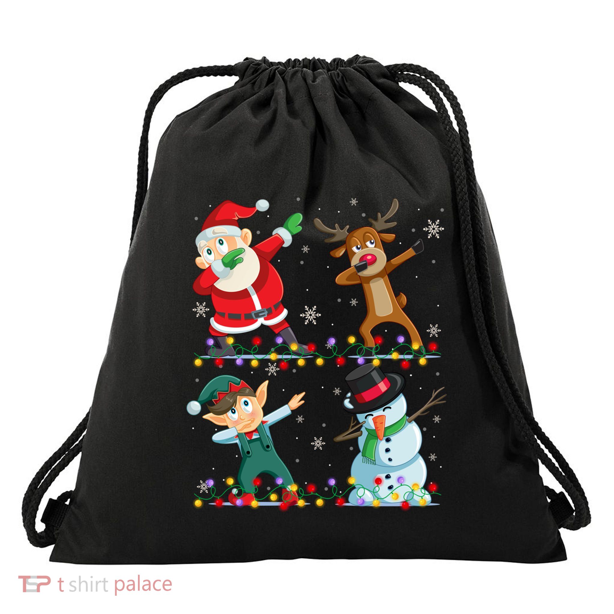 Dabbing Santa Elf Friends Christmas Funny Xmas Dab Funny Gift Drawstring Bag