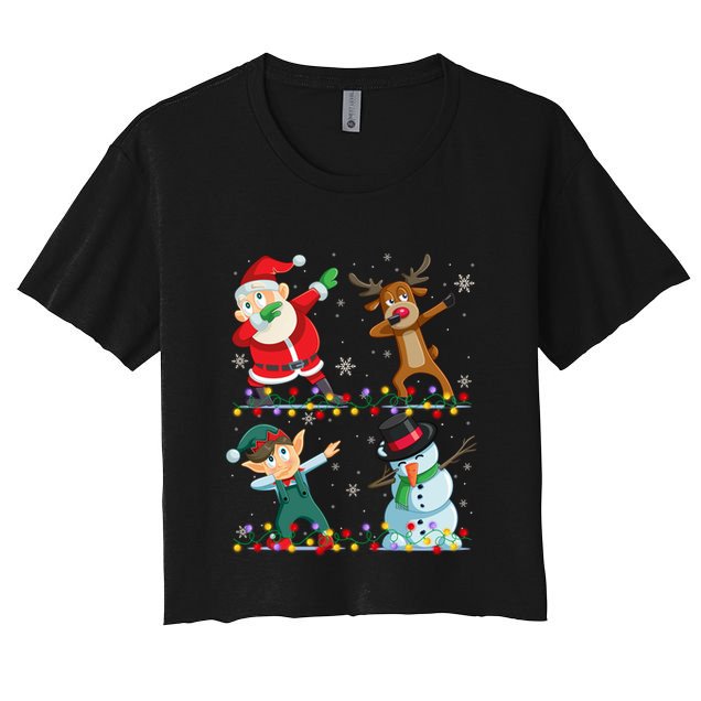 Dabbing Santa Elf Friends Christmas Funny Xmas Dab Funny Gift Crop Top