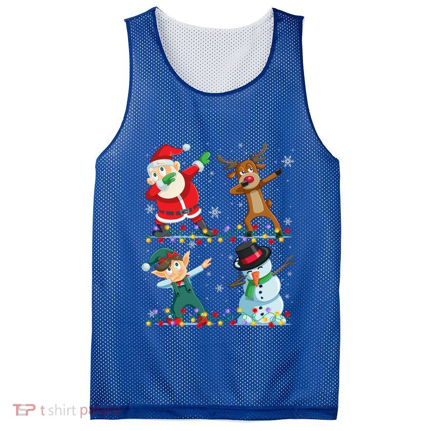 Dabbing Santa Elf Friends Christmas Funny Xmas Dab Funny Gift Mesh Reversible Basketball Jersey Tank