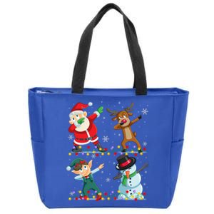 Dabbing Santa Elf Friends Christmas Funny Xmas Dab Funny Gift Zip Tote Bag