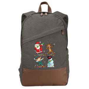 Dabbing Santa Elf Friends Christmas Funny Xmas Dab Funny Gift Cotton Canvas Backpack